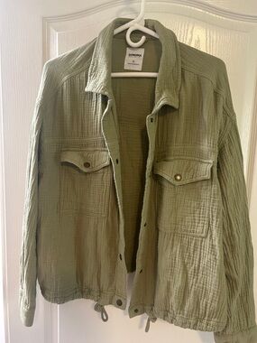 Sonoma Sage Green Textured Button-Up Jacket